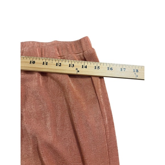 Lulus Pants Womens Medium Orange Metallic Wide Leg Pull On Lounge Lined Shimmer - Picture 6 of 9